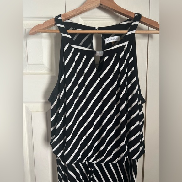 Calvin Klein Black & White Striped Maxi Dress SIZE-0X! - Picture 2 of 7